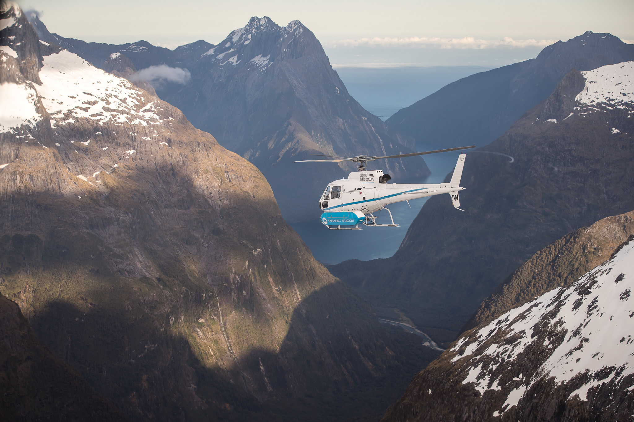 Helicopter in to Dusky Sound