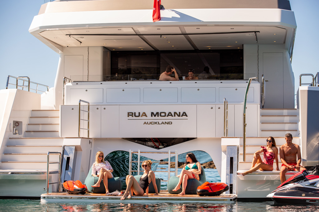 Rua Moana yacht charter with water toys ready for guests in New Zealand