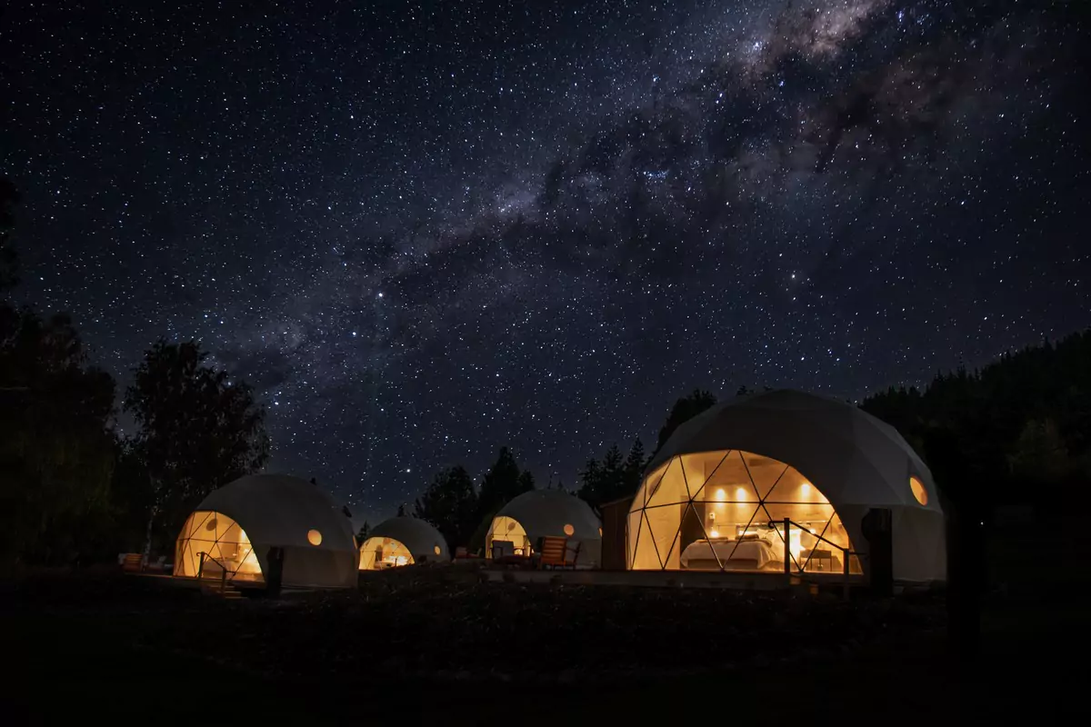 CROSS HILL GEO DOMES at night